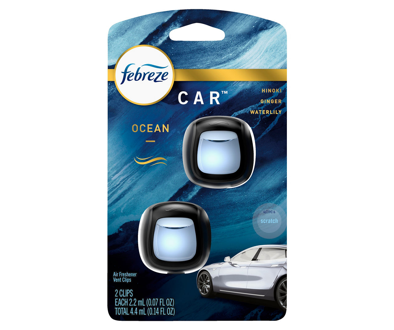 Febreze Ocean Car Air Freshener Vent Clip, 2-Pack