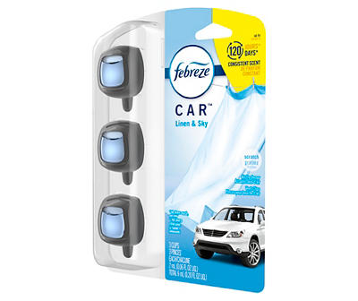 Linen & Sky Odor-Eliminating Car Freshener Vent Clip, 3-Pack