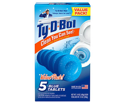 Blue Toilet Bowl Cleaning Tablets, 5-Pack