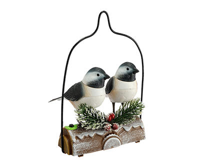9" Animated Bird Duo on Log