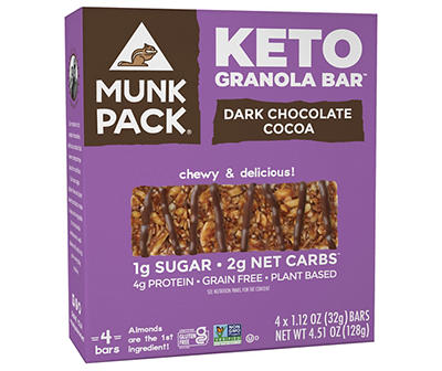 Dark Chocolate Cocoa Keto Granola Bar, 4-Pack