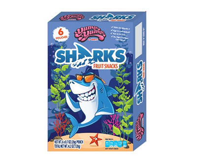 Sharks Fruit Snacks, 6-Pack