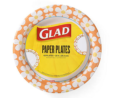 10" Yellow Groovy Daisy Paper Plates, 40-Count