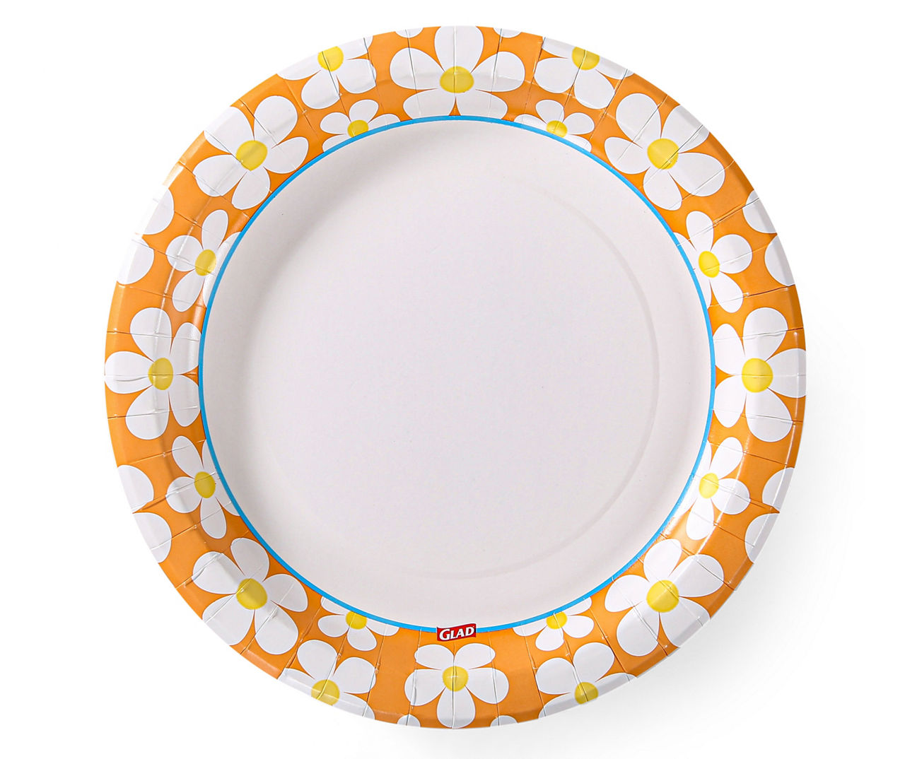 Glad Everyday Round Disposable Paper Plates with Groovy Daisy Design | Cut-Resistant, Microwavable Paper Plates for All Foods & Daily Use | 10