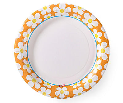 8.5" Yellow Groovy Daisy Paper Plates, 56-Count