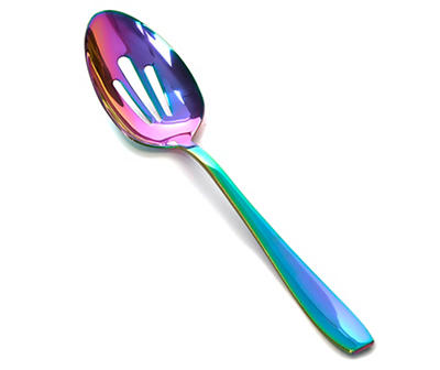Iridescent Stainless Steel Slotted Serving Spoon