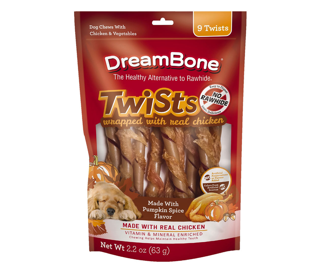 Dream Bone Pumpkin Spice Chicken Twist Dog Chews, 8Count Big Lots