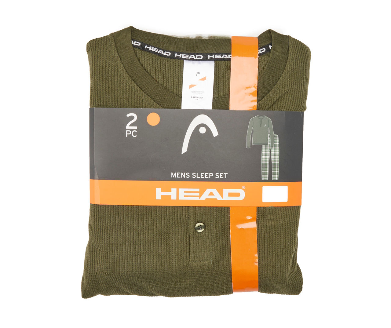 Men's Olive Plaid 2-Piece Thermal & Fleece Pajama Set