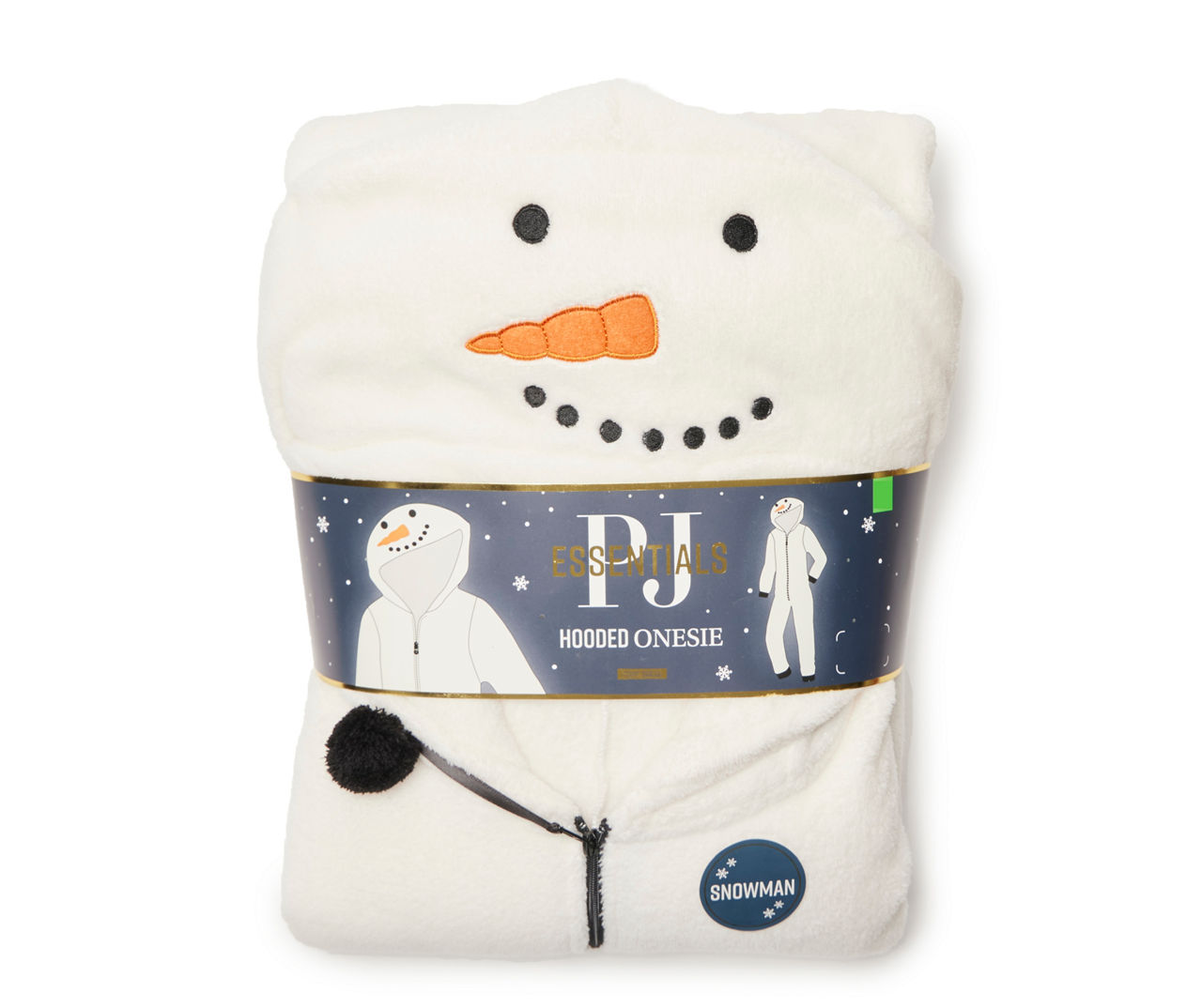 PJ Essentials PJ Essentials Women s White Snowman Hooded Onesie