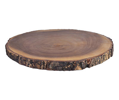 Acacia Wood Charger Plate with Bark Edge, (13.25