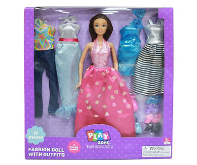 Pink Gown Fashion Doll & Outfit Set, Brown Hair