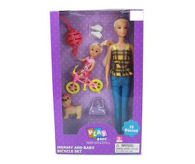 Fashion Doll Mommy & Baby Bicycle Set