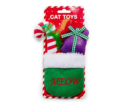 Candy Cane Gift Bag 3-Piece Cat Toy Set