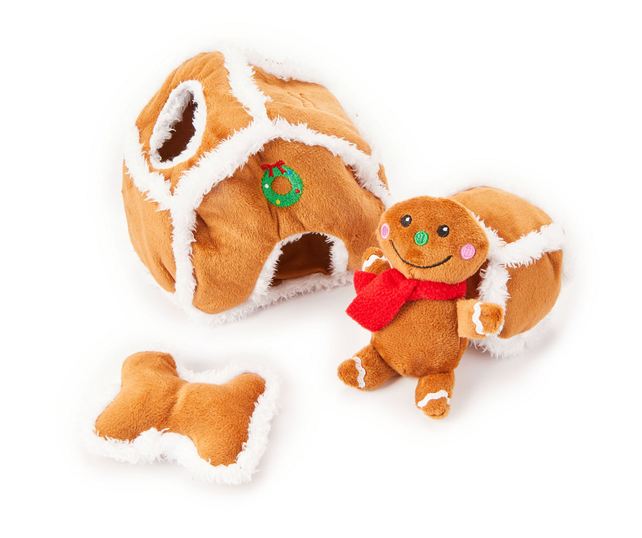 Outward Hound Gingerbread House Puzzle Plush Dog Toys Brown Color