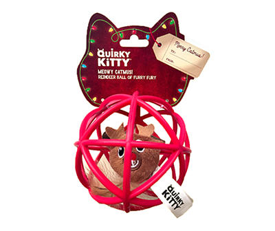 Red Reindeer Ball Cat Toy