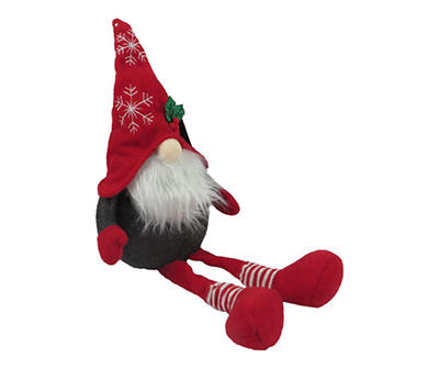 Santa's Workshop Snowflake Hat Gnome Fabric Shelf Sitter