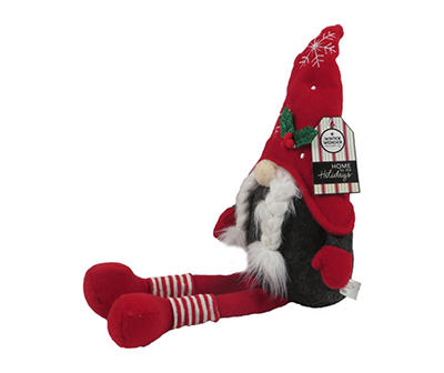 Santa's Workshop Snowflake Hat & Pigtail Braid Gnome Shelf Sitter