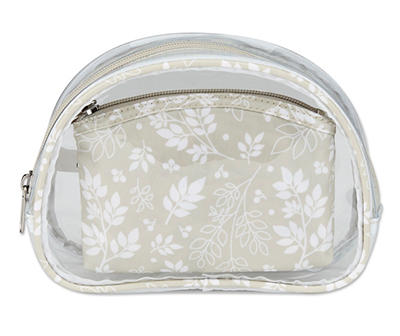 Taupe & White Floral 2-Piece Round Top Bag Set