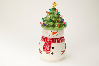 Snowman & Christmas Tree LED Ceramic Cookie Jar, (12