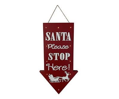 "Santa Please Stop Here" Arrow LED Hanging Wall Decor