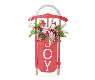 "Joy" Sled & Wreath Hanging Wall Decor