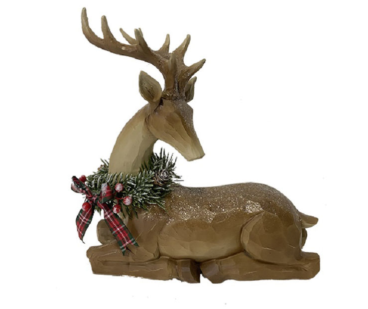 Winter Wonder Lane Santa's Brown Sitting Reindeer Tabletop