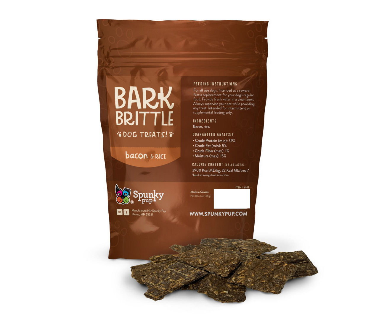 Bacon & Rice Bark Brittle Dog Treats, 3 Oz.