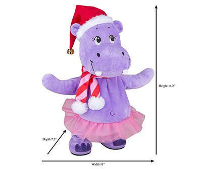 Purple Belly-Shaking Hippo Plush Figure