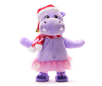 Purple Belly-Shaking Hippo Plush Figure
