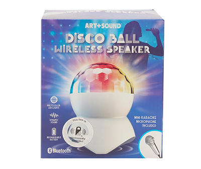 White Disco Ball LED Wireless Karaoke Speaker