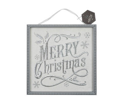 "Merry Christmas" Embroidered Framed Hanging Wall Decor