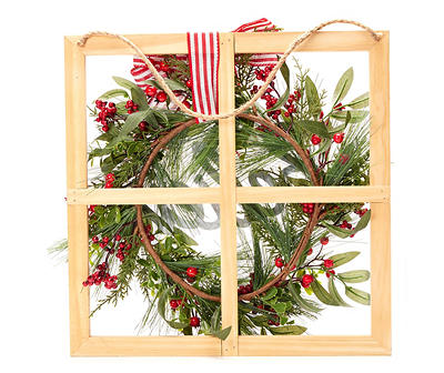 "Believe" Wreath & Window Frame Hanging Wall Decor