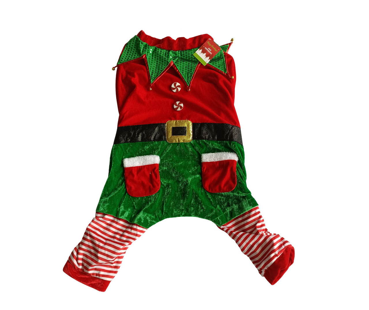 Pet X-Large Red & Green Holiday Elf Costume