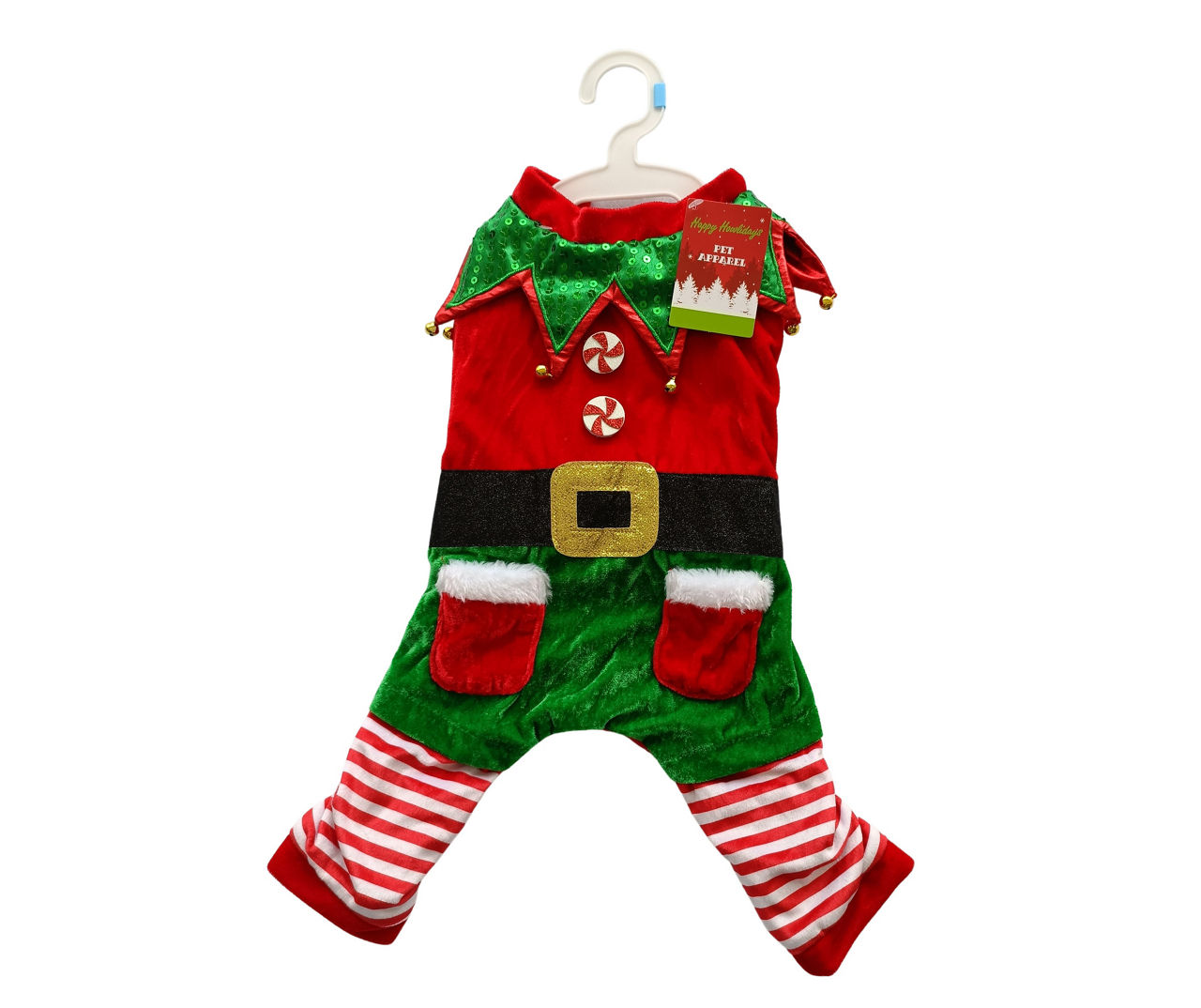 Pet Small Red & Green Holiday Elf Costume
