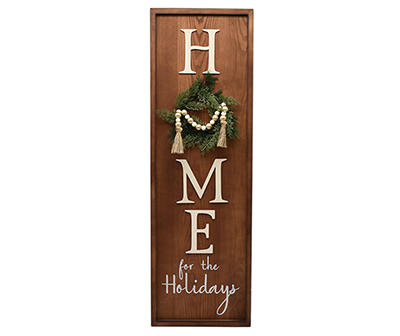 "Home For The Holidays" Wreath & Bead Framed Porch Leaner Decor