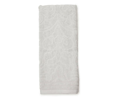 Silver Damask Jacquard Velour Hand Towel