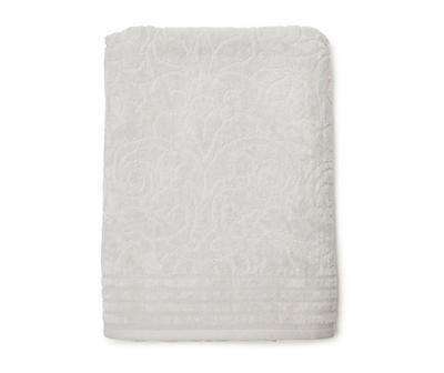 Silver Damask Jacquard Velour Bath Towel