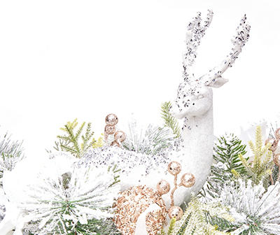 "Welcome" Reindeer, Floral & Ornament Tabletop Centerpiece