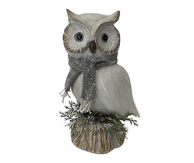 White Owl in Scarf Tabletop Decor