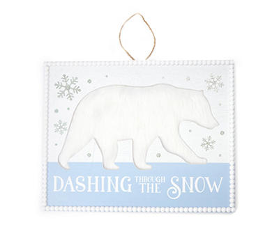 "Dashing Through The Snow" Cutout Polar Bear Bead Frame Wall Decor