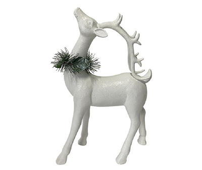 White Standing Reindeer Tabletop Decor