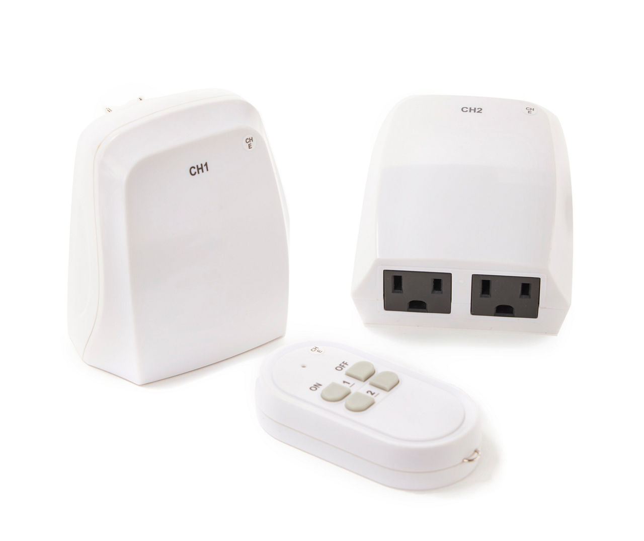Remote Control Outlet Plug Adapter (2 Pack) with Dual Remote