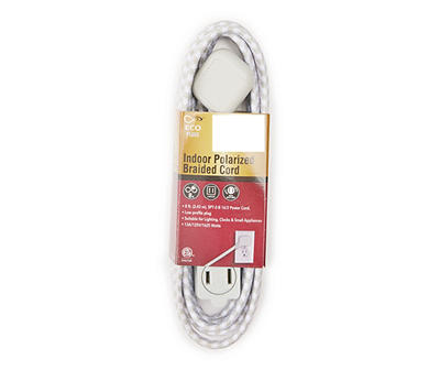 8' Indoor Gray Braided Extension Cord