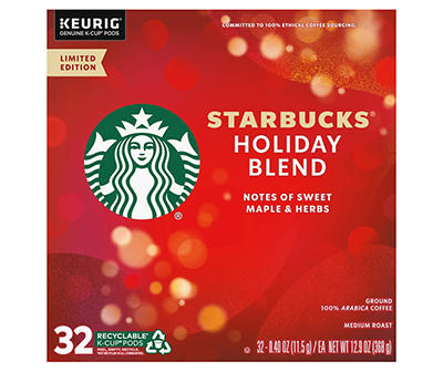 Holiday Blend Medium Roast Ground Coffee K-Cup Pods, 32-Pack