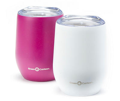 Beetroot & White Double Wall Stainless Steel Wine Tumbler, 2-Pack