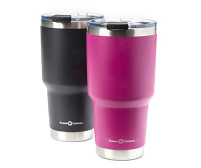 Black & Beetroot Double Wall Stainless Steel Travel Tumbler, 2-Pack