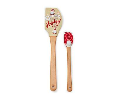 "Gnome for the Holidays" Beige & Red 2-Piece Silicone Spatula Set
