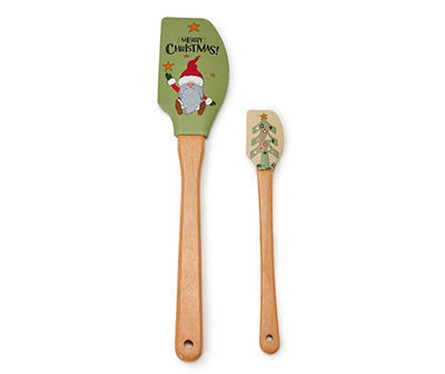 "Merry Christmas" Gnome & Tree 2-Piece Silicone Spatula Set
