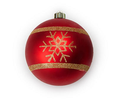 Red & Gold Snowflake Jumbo Shatterproof Ball Ornament