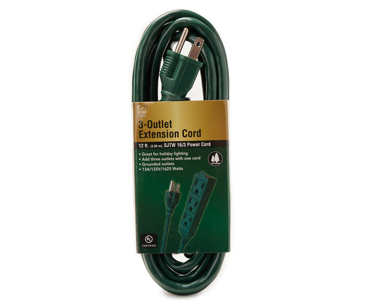 Eco Plugs 12' Outdoor 3Outlet Extension Cord Big Lots